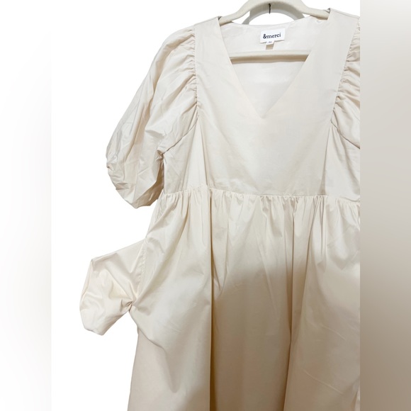 Balloon Sleeve Midi Dress, with side pockets and double layer. - Picture 7 of 9